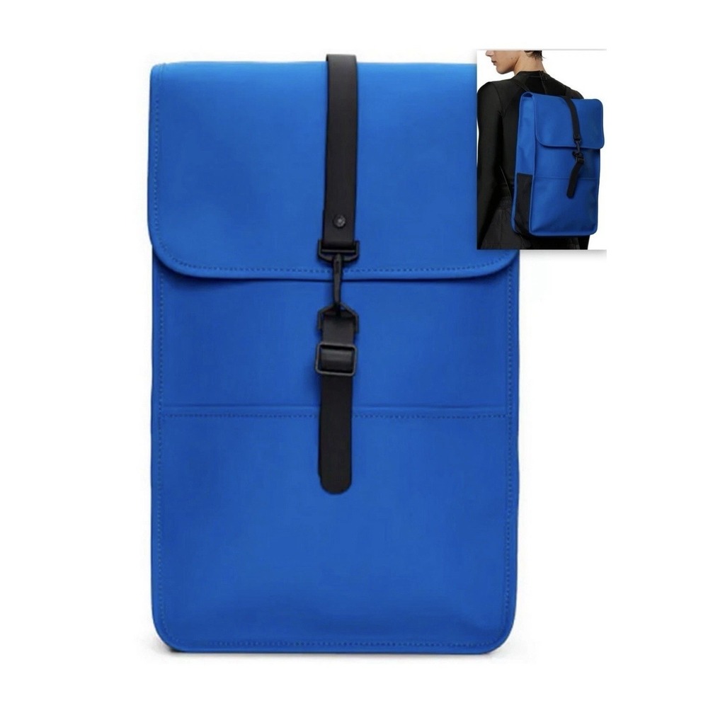 RAINS Backpack Full Size Rucksack Waterproof Blue Wave W3 #13000 Commuter New